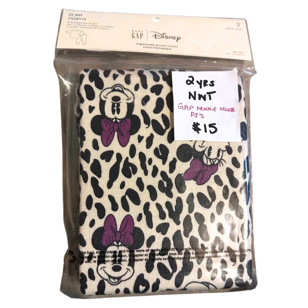 NWT Gap x Disney Minnie Mouse Leopard Print 2pc Pajama Set / Size: 2T